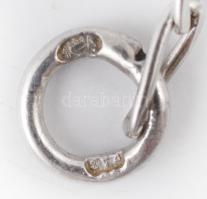 Ezüst(Ag) kék köves virágmintás nyaklánc, jelzett, h: 45 cm, bruttó: 8,4 g