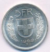 Svájc 1969B 5Fr Ag T:1-,2 kis patina Switzerland 1969B 5 Francs Ag C:AU,XF small patina Krause KM#40