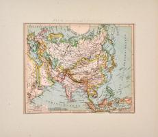 cca 1900 Ázsia politikai térképe, Pallas Nagy Lexikona, Bp., Hölzel és Tsa., paszpartuban, 23x28 cm