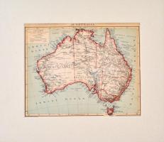 cca 1900 Ausztrália térképe, Pallas Nagy Lexikona, Bp., Posner, paszpartuban, 22x28 cm