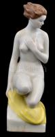 Hollóházi porcelán akt, kézzel festett, jelzett, hibátlan, m: 28,5 cm