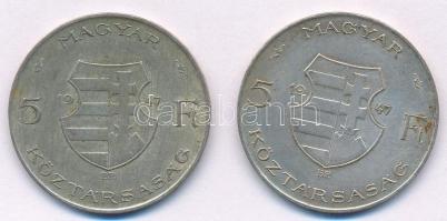 1947. 5Ft Ag "Kossuth" (2x) T:2,2- patina Adamo F8.1