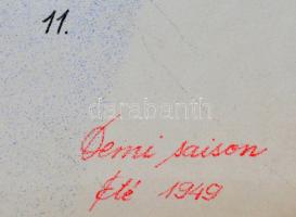 Jelzés nélkül: 2 db divatrajz, 1951 téli divat. 1949 demi saison 30x14 cm, Üvegezett keretben