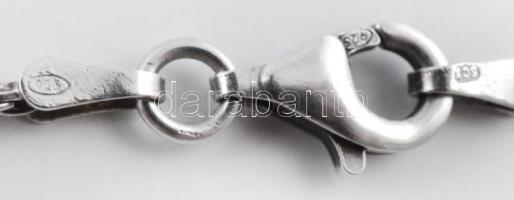 Ezüst(Ag) walles nyaklánc, kék tigrisszemgolyós sárkány függővel, jelzett, h: 45,5 cm, 3,2×2,1 cm, b...