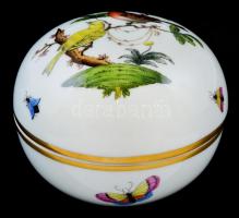 Herendi Rotschild mintás bonbonniere. Kézzel festett, jelzett, hibátlan. d: 9,5 cm