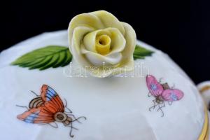 Herendi Rotschild mintás cukordoboz. Kézzel festett, jelzett, hibátlan. 11,5 cm