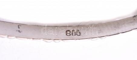 Ezüst(Ag) virágmintás karperec, jelzett, d: 5,6 cm, nettó: 4,7 g