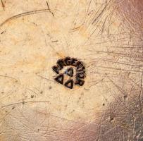 Díszes Argentor alpakka keresztelőpohár, "Bandi" felirattal, jelzett