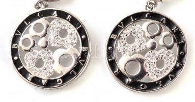 Ezüst(Ag) fülbevalópár, Bulgari jelzéssel, h: 3 cm, bruttó: 5,6 g