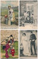 8 db RÉGI motívum képeslap: hosszúcímzéses népviselet / 8 pre-1906 motive postcards: folklore