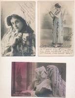9 db RÉGI motívum képeslap: hosszúcímzéses hölgy / 9 pre-1906 motive postcards: lady