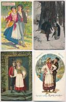 11 db RÉGI motívum képeslap: párok / 11 pre-1945 motive postcards: couples