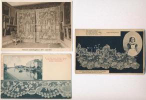 5 db RÉGI motívum képeslap: csipkekészítés / 5 pre-1945 motive postcards: lacemaking