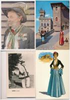 22 db MODERN motívum képeslap: külföldi népviselet / 22 modern motive postcards: European folklore