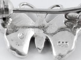 Ezüst(Ag) markazit kövekkel díszített bross, jelzett, 2,5×1,5 cm