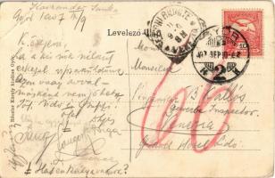 1907 Győr, Püspökvár székesegyház. Magyar zászlós litho keret, Art Nouveau. Rőszler Károly kiadása, ...