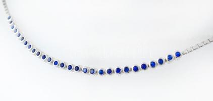 Ezüst(Ag) kék kövekkel díszített karkötő, Pandora jelzéssel, h: 24 cm, bruttó: 4,8 g