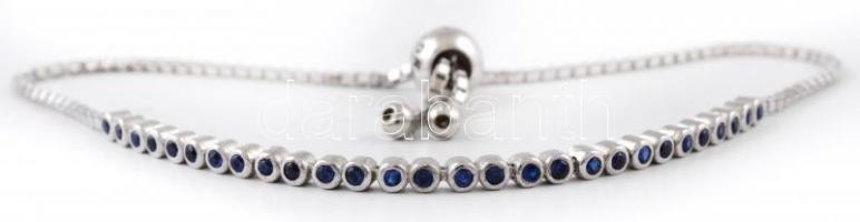 Ezüst(Ag) kék kövekkel díszített karkötő, Pandora jelzéssel, h: 24 cm, bruttó: 4,8 g
