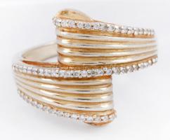 Aranyozott ezüst(Ag) gyűrű, jelzett, méret: 62, bruttó: 5,8 g