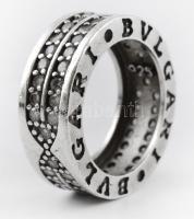 Ezüst(Ag) sokköves karikagyűrű, Bulgari jelzéssel, méret: 50, bruttó: 6,6 g