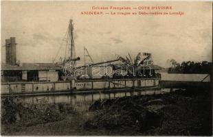 Abidjan, Abidjean; Colonies Francaises, La drague au Débarcadére de Locodjo / Tropicale ship