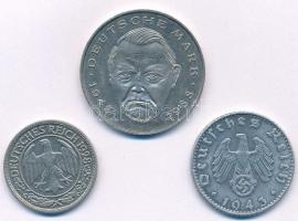 Németország / Weimari Köztársaság 1928A 50pf Ni + 1943B 50pf Al + 1991. 2M Cu-Ni +  T:1-,2 Germany /...