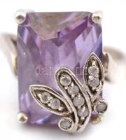 Ezüst(Ag) gyűrű, ametiszttel, jelzett, méret: 56, bruttó: 8,7 g