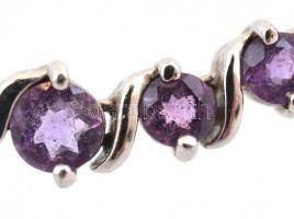 Ezüst(Ag) nyaklánc, lila kövekkel, jelzett, állítható h: max. 50 cm