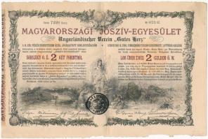 Budapest 1888. "Magyarországi Jószív-Egyesület" sorsjegykölcsön 2Ft-ról, szárazpecséttel (...