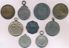Vegyes 9db-os úszó témájú sportdíj- és emlékérem tétel, közte 1900. "Balaton Úszók Egyesülete 1...