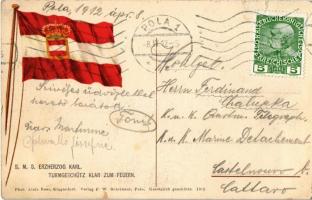 1912 SMS Erzherzog Karl, Turmgeschütz klar zum feuern / SMS Erzherzog Karl az Osztrák-Magyar Haditen...