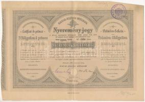 Budapest 1887-1893. "Magyar Jelzálog Hitelbank" nyeremény-jegye szárazpecséttel és bélyegz...