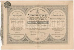 Budapest 1887-1893. "Magyar Jelzálog Hitelbank" nyeremény-jegye szárazpecséttel és bélyegz...