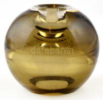 Fújt üveg gyertatartó, jelzett (Livio Seguso), tetején apró karcolások, m: 8,5 cm