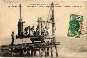 1908 Port-Bouët, Colonies Francaises, Reconstruction du Wharf a prés laccident du1er Octobre 1905 / Reconstruction of the Wharf, construction laborer, TCV card