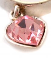 Ezüst(Ag) gyűrű, szívecske függővel, jelzett, méret: 50, bruttó: 4,2 g