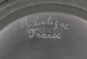 R. Lalique jelzéssel: Levélmintás üveg váza, formába öntött, m: 16 cm
