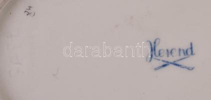 Herendi virág mintás áttört szélű kis tálka, kézzel festett, jelzett (tanuló), apró kopásnyomokkal, ...