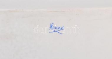 Herendi virág mintás tálca, kézzel festett, jelzett (tanuló), apró kopásnyomokkal, 36x15 cm