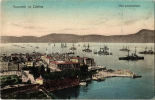 1909 Souvenir de Corfou, Vue panoramique / battleships at the port of Corfu
