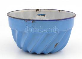 Zománcozott fém kuglófforma kopásokkal d: 23 cm