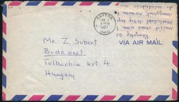 1957 Cleveland, Amerikából hazaküldött levél az 1956-os melbourne-i olimpiai játékokon részt vett sp...