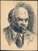 Bné jelzéssel: Lenin. Tus, papír, 12×9 cm