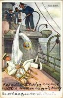 1914 Rein-Schiff. K.u.K. Kriegsmarine Matrose / WWI Austro-Hungarian Navy, marine humour art postcard, captain. B.K.W.I. 529-6. s: Fr. Schönpflug