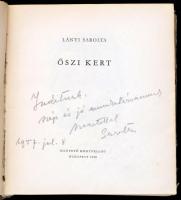 Lányi Sarolta: Őszi kert. Bp., 1956, Magvető. Kiadói egészvászon-kötés, kiadói szakadt papír védőbor...