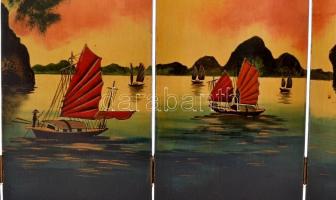 Kézzel festett vietnámi leporellós fa kis paraván 54x35 cm