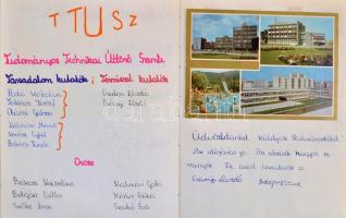 1977-1979 Lenin-raj, úttörő napló, 2 füzet, beragasztott fotókkal, képeslapokkal, nyomtatványokkal, ...
