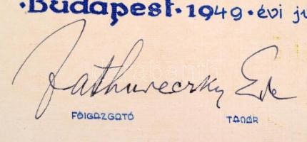 1949 Bp., Országos Magyar Liszt Ferenc Zeneművészeti Főiskola állami művészi oklevele Zathureczky Ed...