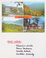 1984-1986 Jókai Mór-raj, úttörő napló, beragasztott képeslapokkal, nyomtatványokkal, rajzokkal, beje...