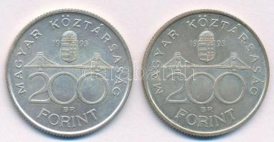 1993. 200Ft Ag "MNB" (2x) T:1- kis patina Adamo F13